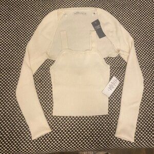 NEW Abercrombie & Fitch Off White Sweater Tank and Shrug Set, Size XXS